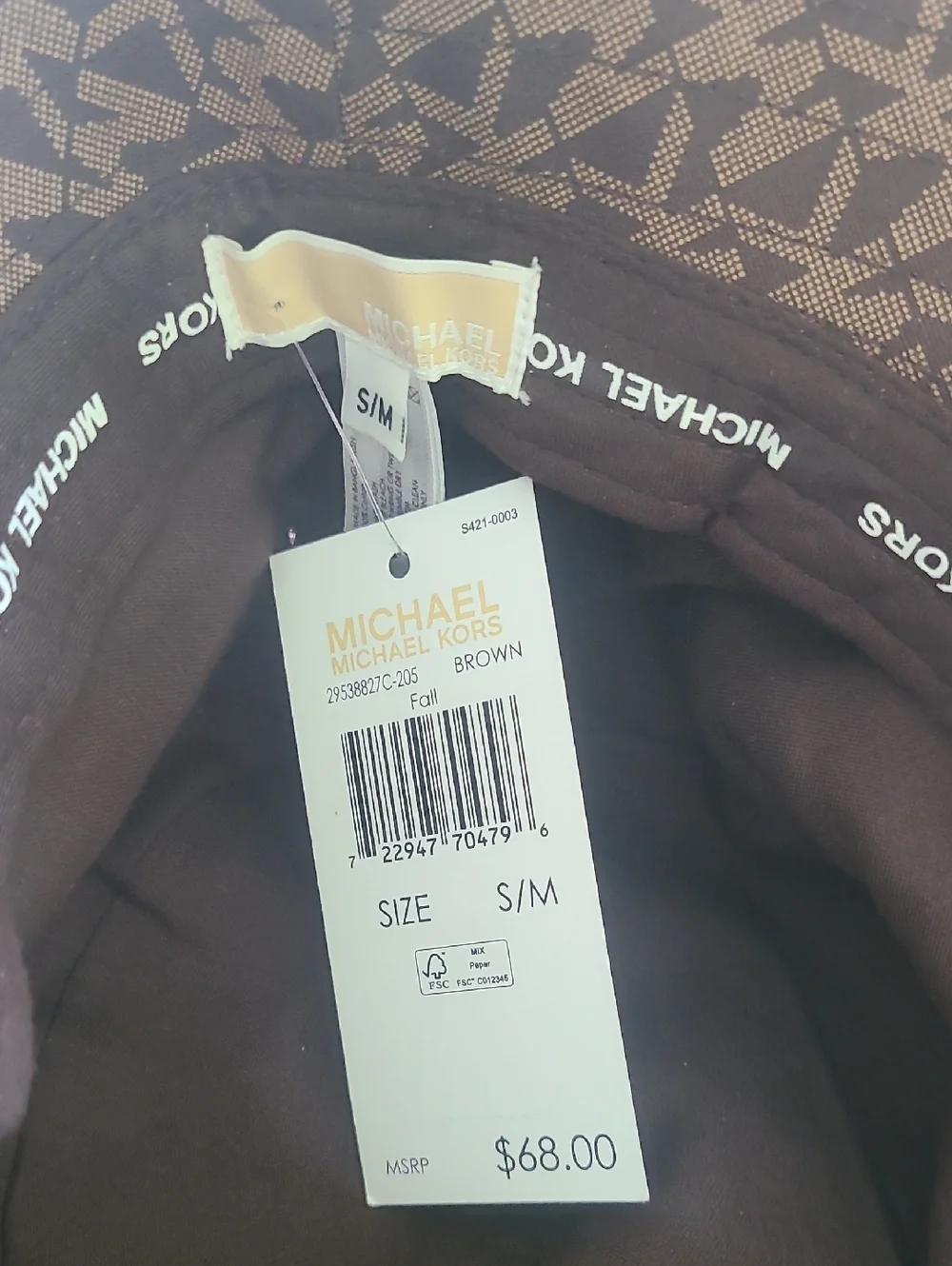 Michael Kors Brown MK Monogram Bucket Hat